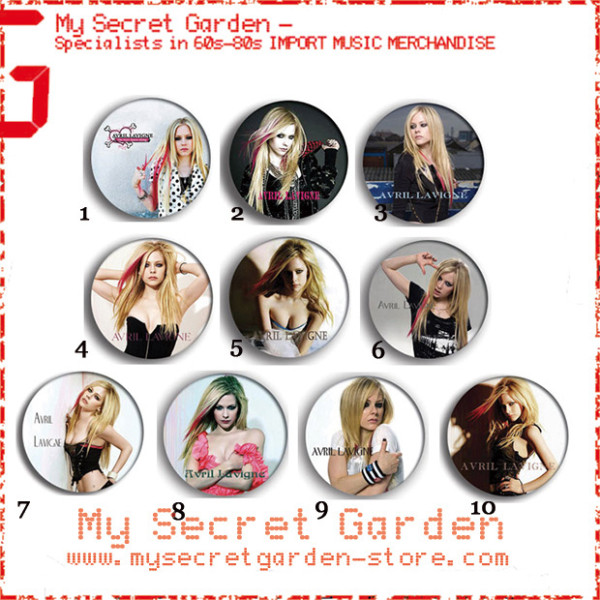 Avril Lavigne - Portrait Pinback Button Badge Set 1a ( or Hair Ties / 4.4 cm Badge / Magnet / Keychain Set )